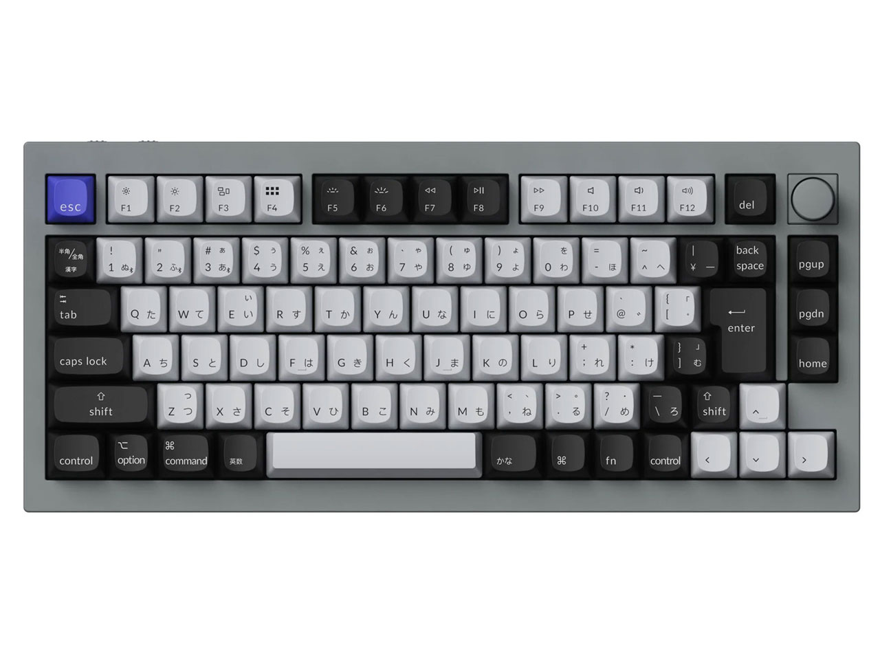Keychron Q1 Pro 75%メカニカルキーボードJISシルバーグレー Keychron Q1 Pro QMK ワイヤレス カスタム・メカニカルキーボード ノブ