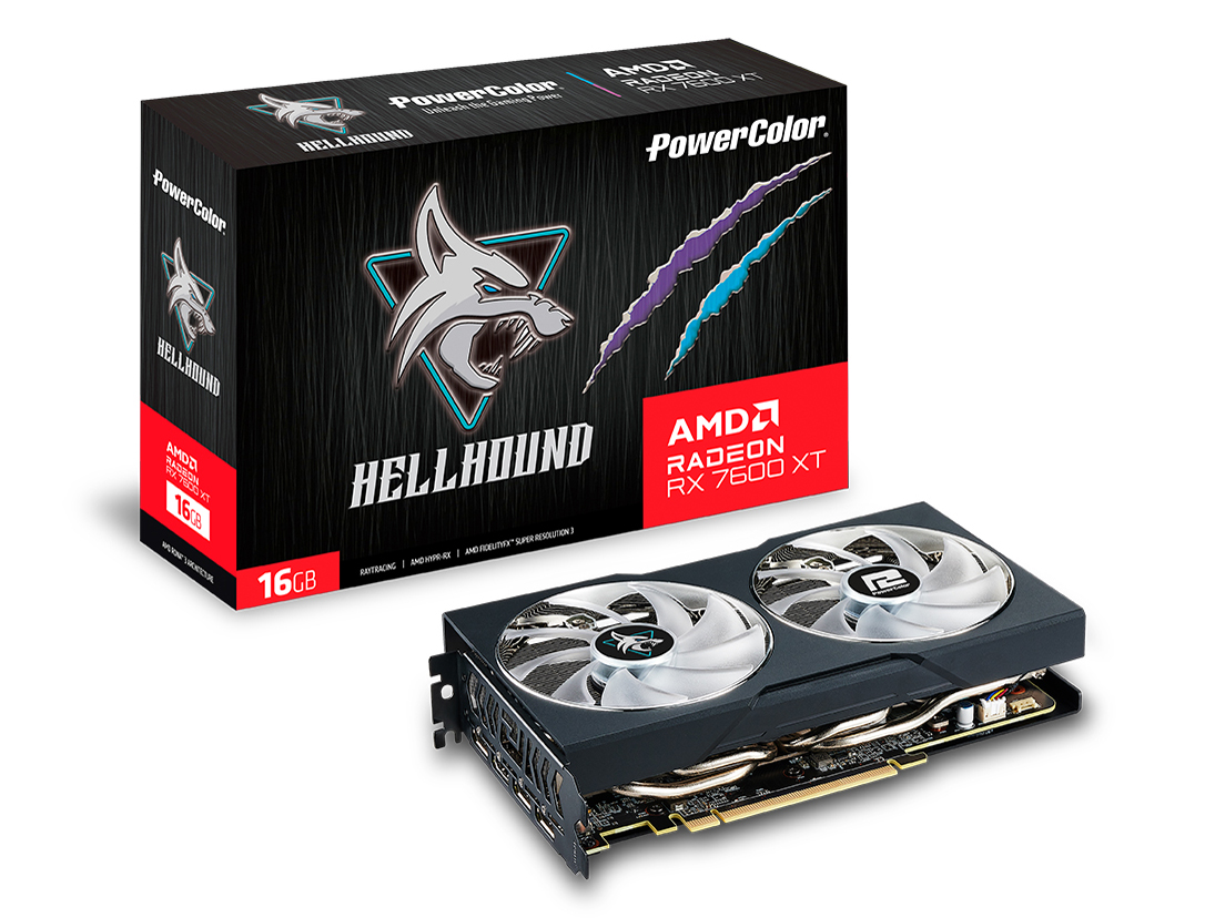 PowerColor Hellhound AMD Radeon RX 7600 XT 16GB GDDR6 RX7600XT 16G-L/OC [PCIExp 16GB] �̐��i�摜