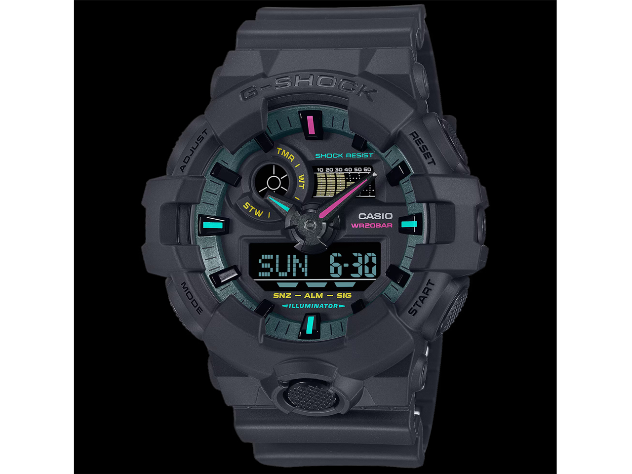 G-SHOCK Multi Fluorescent color�V���[�Y GA-700MF-1AJF �̐��i�摜