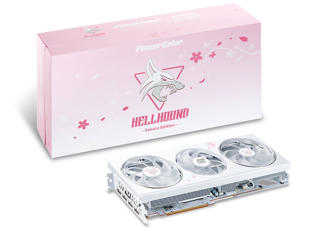 PowerColor Hellhound Sakura AMD Radeon RX 7800 XT 16GB GDDR6 Limited Edition RX7800XT 16G-L/OC/SAKURA LIMITED [PCIExp 16GB] �̐��i�摜