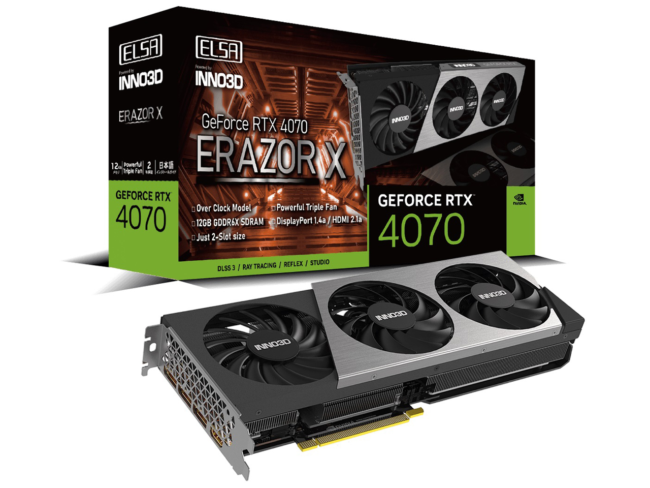 ELSA GeForce RTX 4070 ERAZOR X GD4070-12GEREZX [PCIExp 12GB] �̐��i�摜
