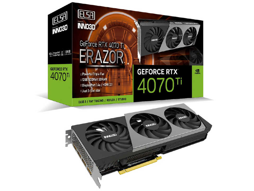 ELSA GeForce RTX 4070 Ti ERAZOR V2 GD4070T-12GEREZ2 [PCIExp 12GB] �̐��i�摜