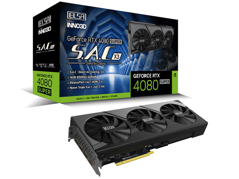 ELSA GeForce RTX 4080 SUPER S.A.C X3 GD4080S-16GERSX3 [PCIExp 16GB] �̐��i�摜