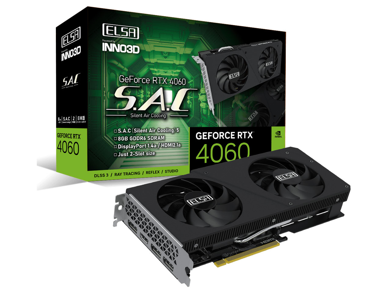 ELSA GeForce RTX 4060 S.A.C V2 GD4060-8GERS2 [PCIExp 8GB] �̐��i�摜