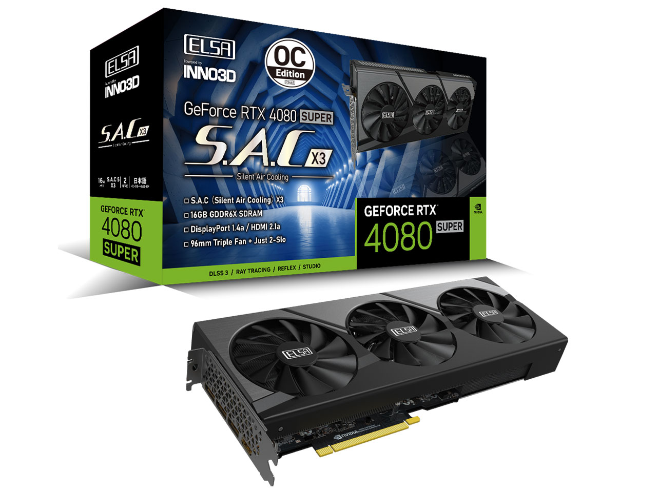 ELSA GeForce RTX 4080 SUPER S.A.C X3 OC GD4080S-16GERSX3OC [PCIExp 16GB] �̐��i�摜