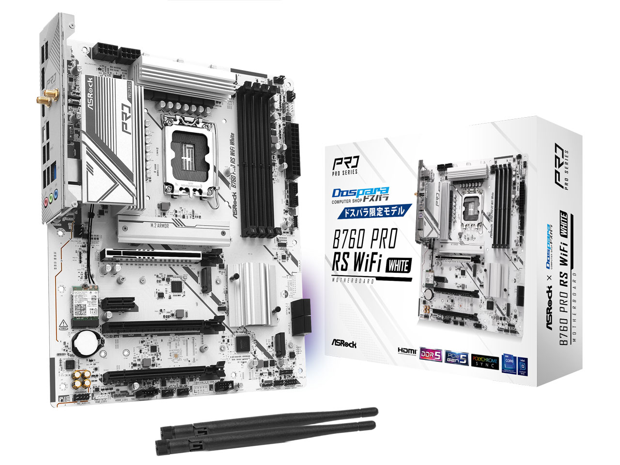 B760 Pro RS WiFi White (B760 1700 ATX) �h�X�p�����胂�f�� �̐��i�摜