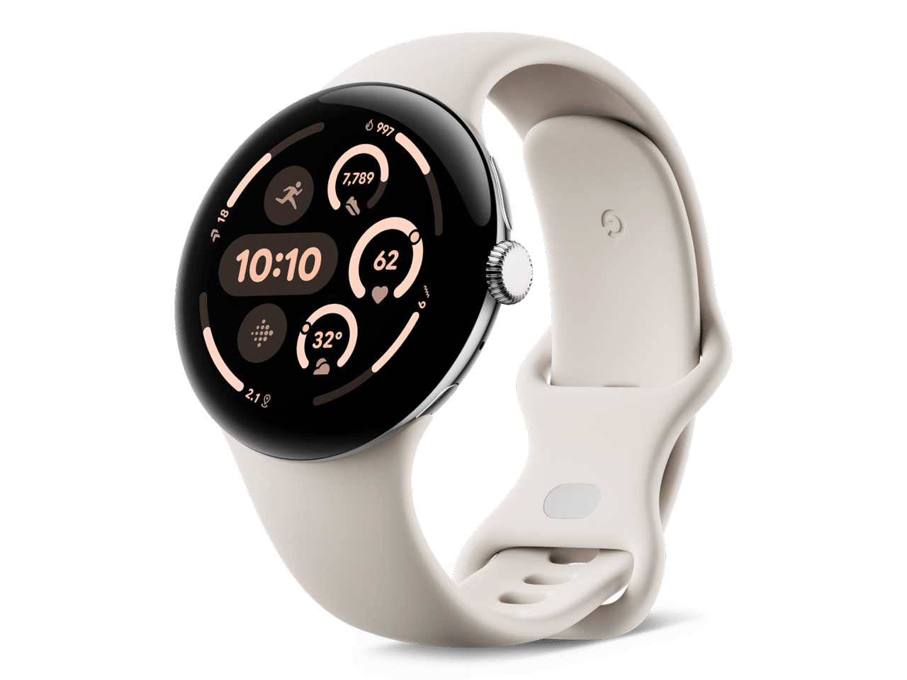 Google - Google Pixel Watch Polished Silver 新品 Google Pixel Watch 3 (41mm) - Wifi - Polished Silver