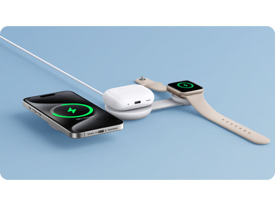 MagGo Wireless Charging Station (3-in-1 Foldable Pad) B25M8N21 [�z���C�g]