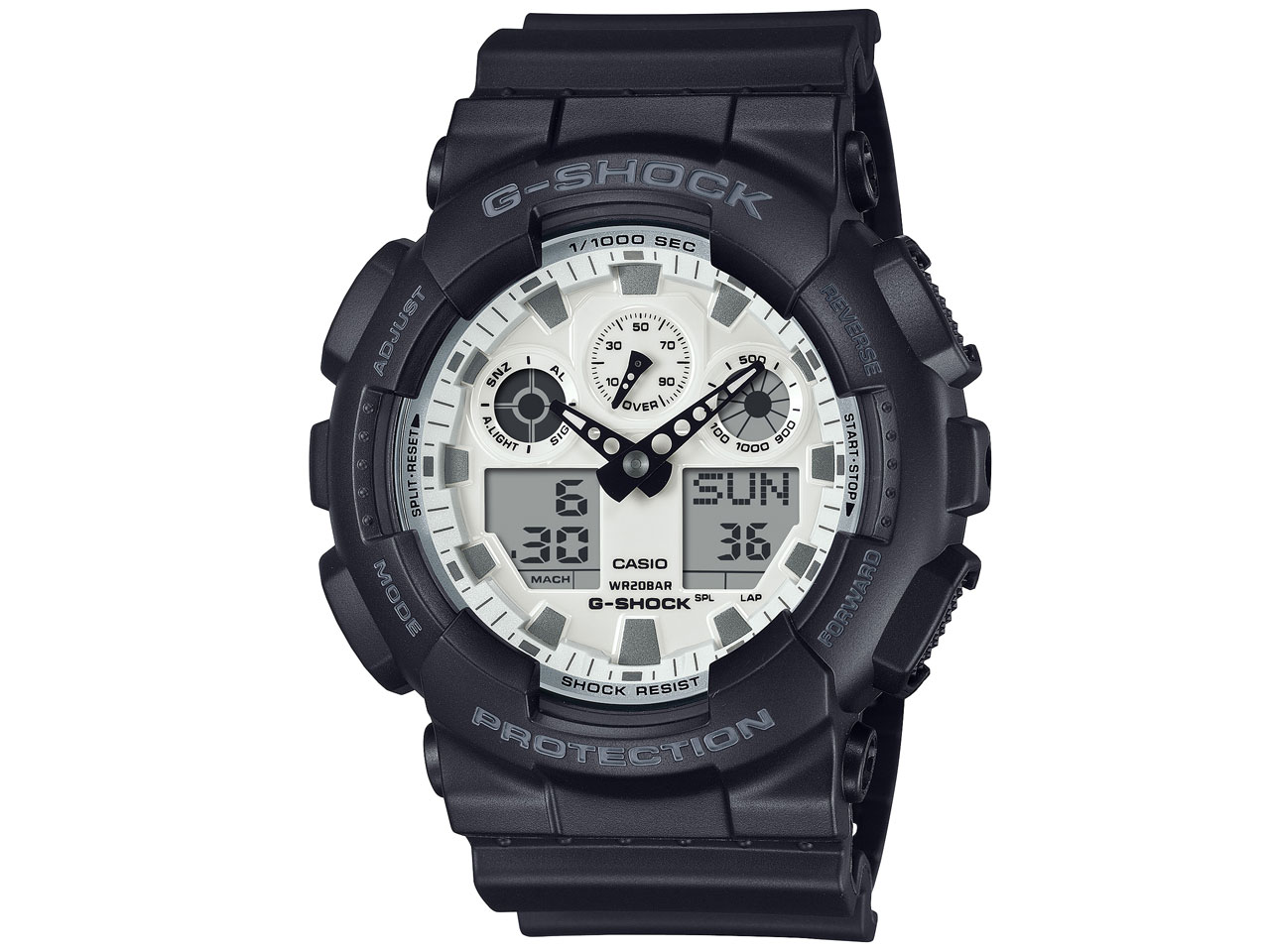 G-SHOCK Black and brilliant white�V���[�Y GA-100WD-1AJF �̐��i�摜