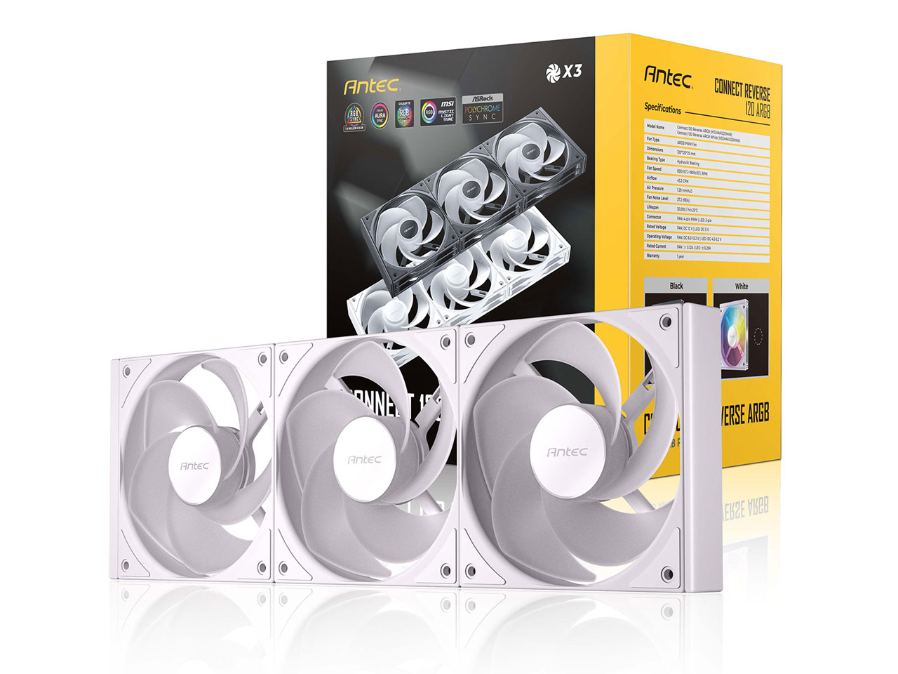 Connect 120 Reverse ARGB_3PK WHITE �̐��i�摜