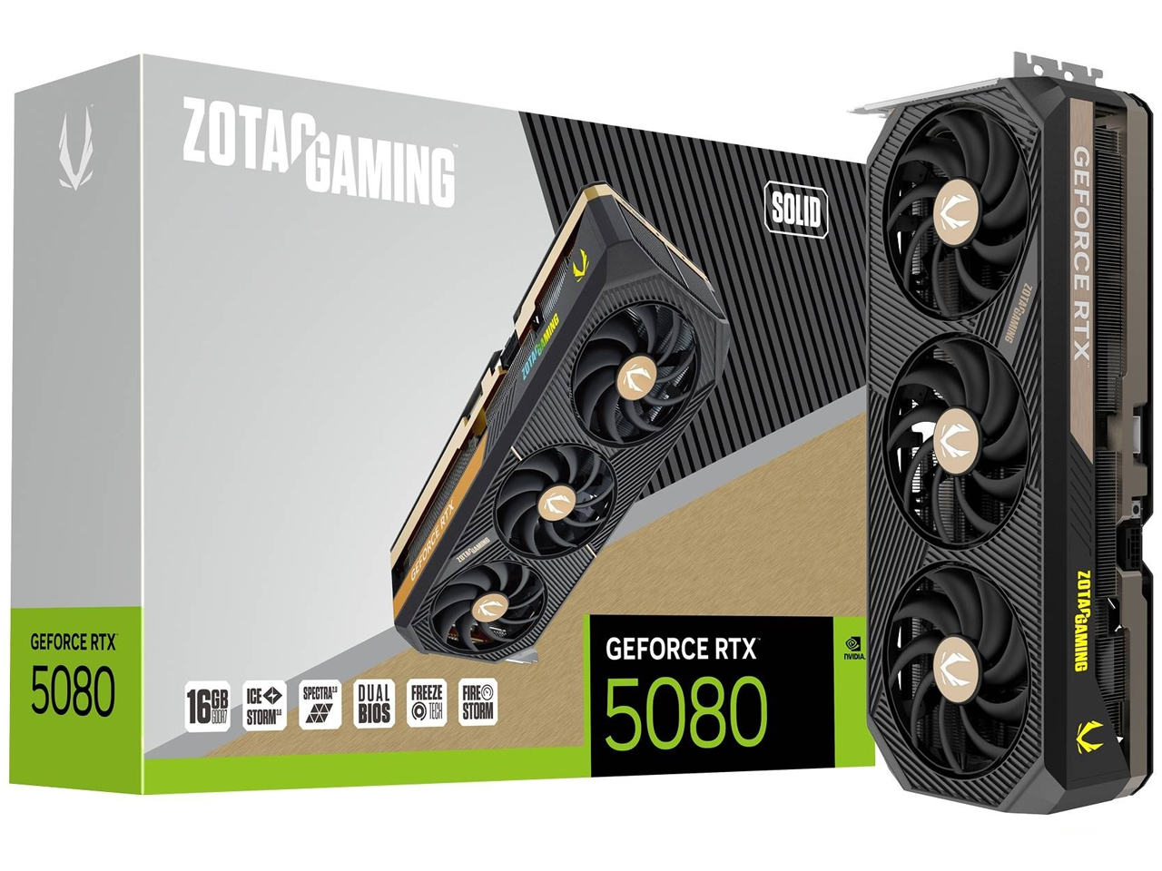ZOTAC GAMING GeForce RTX 5080 SOLID ZT-B50800D-10P [PCIExp 16GB] �̐��i�摜