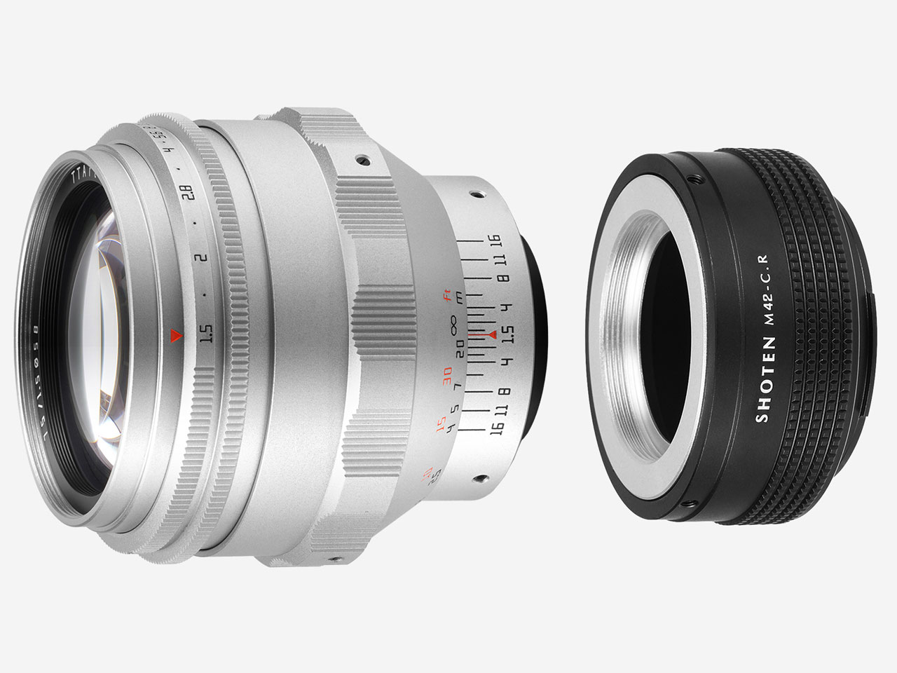 TTArtisan 75mm f/1.5 M42 + キヤノンRFマウントアダプターセット [シルバー]