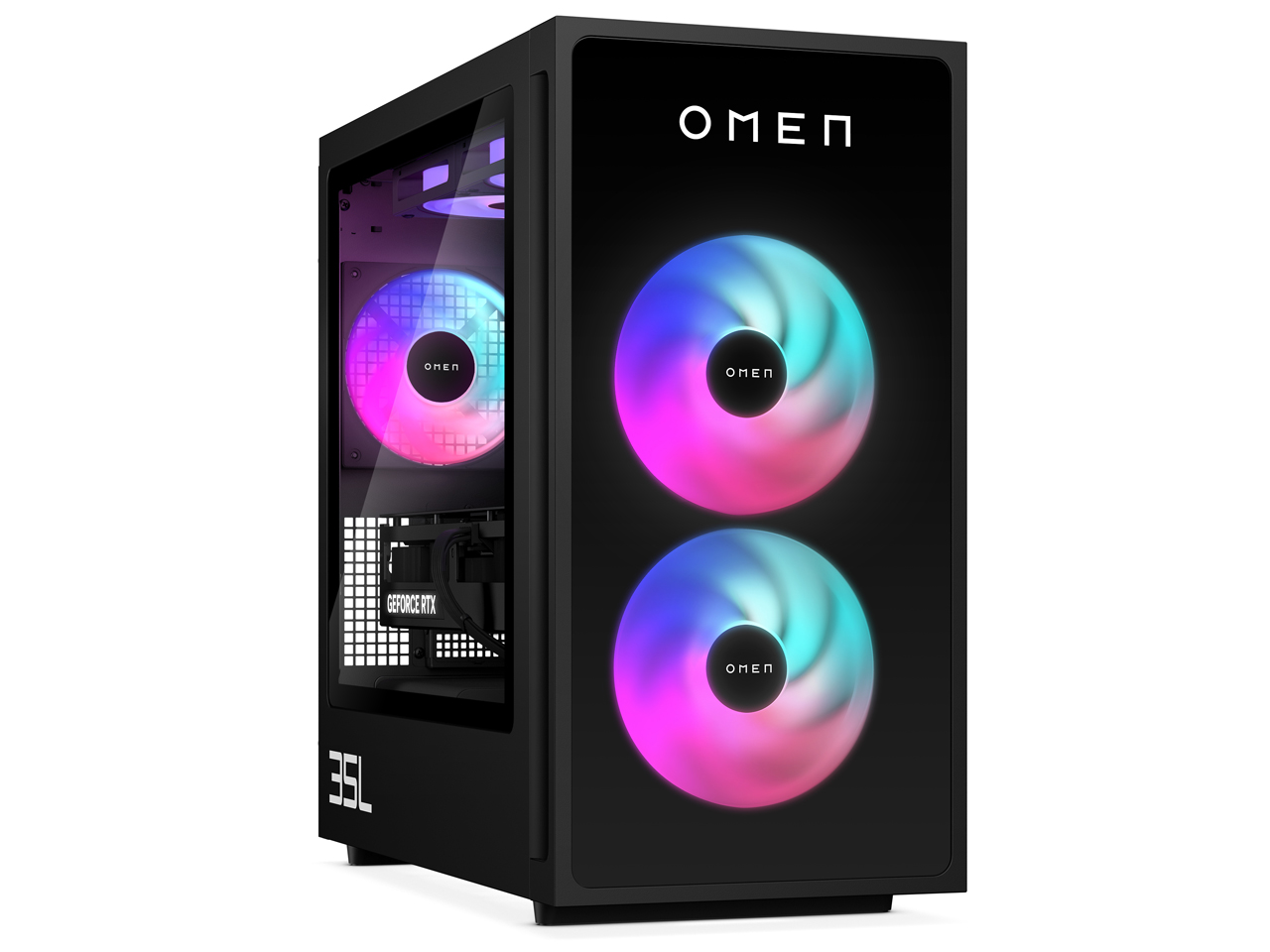 OMEN by HP 35L Gaming Desktop GT16 Ryzen 7 8700F�ERTX 4070 SUPER�E1TB SSD�E32GB�������EWindows 11 Home ���i.com���胂�f�� [�u���b�N] �̐��i�摜