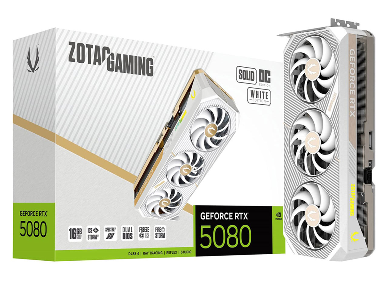 ZOTAC GAMING GeForce RTX 5080 SOLID OC White Edition ZT-B50800Q-10P [PCIExp 16GB] �̐��i�摜
