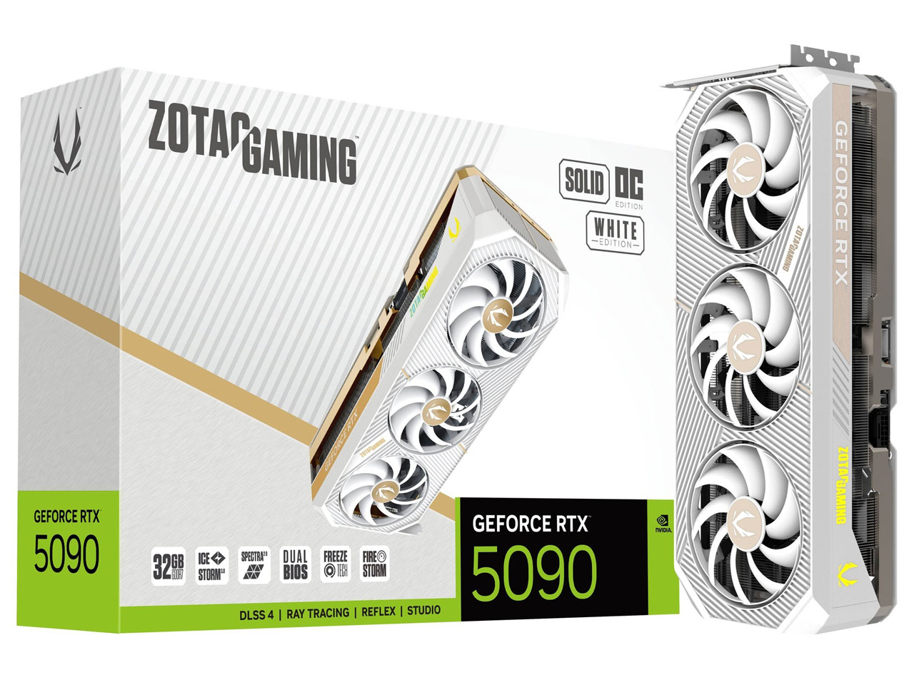 ZOTAC GAMING GeForce RTX 5090 SOLID OC White Edition ZT-B50900Q-10P [PCIExp 32GB] �̐��i�摜