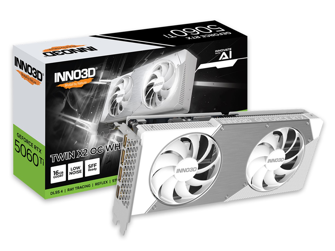 GeForce RTX 5060 Ti 16GB TWIN X2 OC WHITE GD5060T-16GERX2OCW [PCIExp 16GB] �̐��i�摜