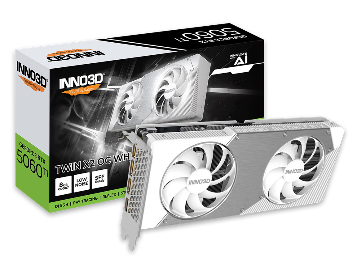 GeForce RTX 5060 Ti 8GB TWIN X2 OC WHITE GD5060T-8GERX2OCW [PCIExp 8GB] �̐��i�摜