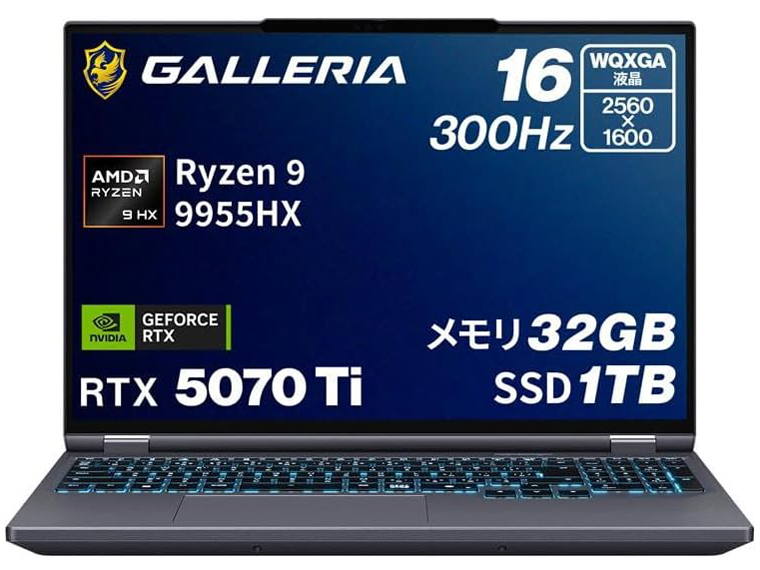 GALLERIA ZL9R-R57T-6 Ryzen 9 9955HX�ERTX 5070Ti�E16�C���` WQXGA�t���E32GB�������E1TB SSD K/17880-11a