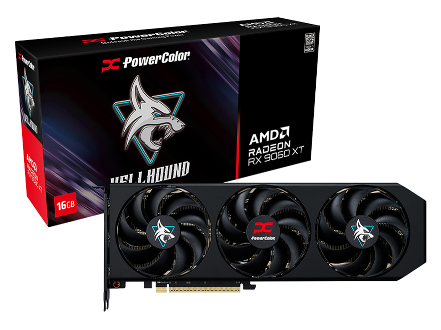 PowerColor Hellhound AMD Radeon RX 9060 XT 16GB GDDR6 RX9060XT 16G-L/OC [PCIExp 16GB] �̐��i�摜