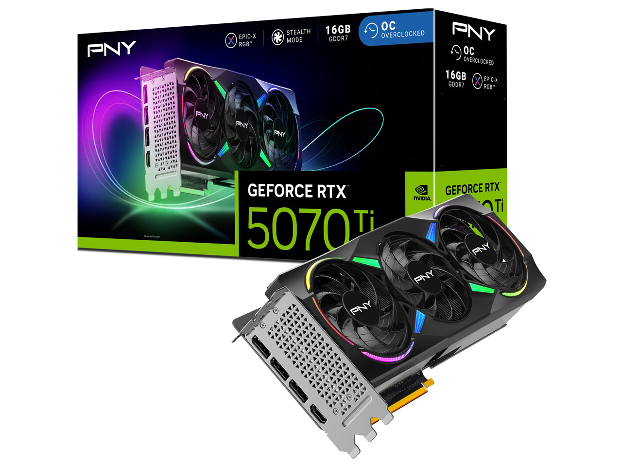 GeForce RTX 5070 Ti 16GB ARGB Overclocked Triple Fan VCG5070T16TFXXPB1-O [PCIExp 16GB] �̐��i�摜