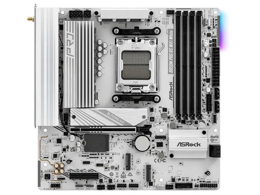 B850M Pro RS WiFi White (B850 AM5 MicroATX) �h�X�p�����胂�f�� �̐��i�摜
