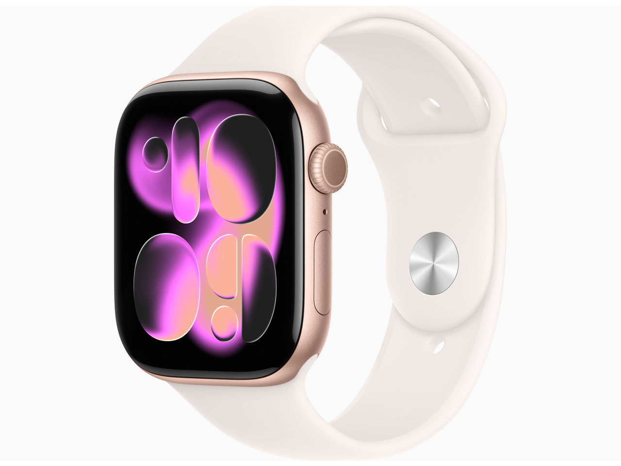 Apple Watch Series 11 GPS���f�� 46mm MEV64J/A [���[�Y�S�[���h�E���C�g�u���b�V���X�|�[�c�o���h S/M] �̐��i�摜