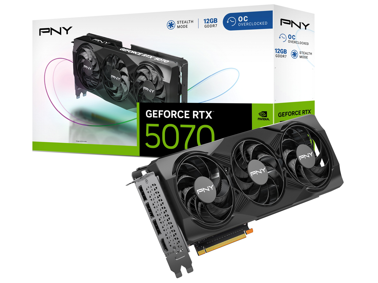 GeForce RTX 5070 12GB Overclocked Triple Fan VCG507012TFXPB1-O [PCIExp 12GB] �̐��i�摜