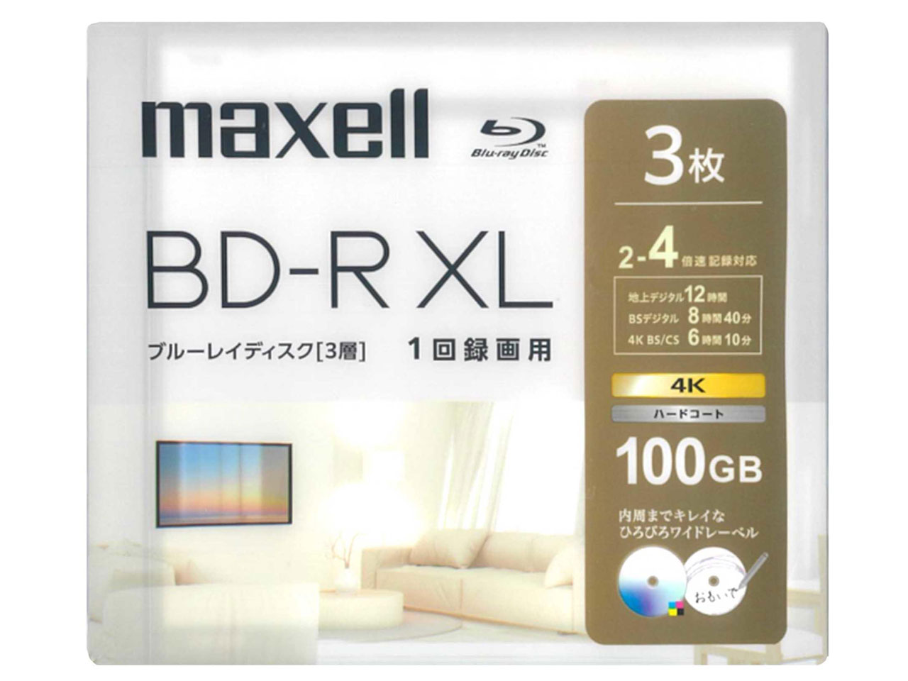 BRV100WPH.3J [BD-R XL 4�{�� 3���g] �̐��i�摜