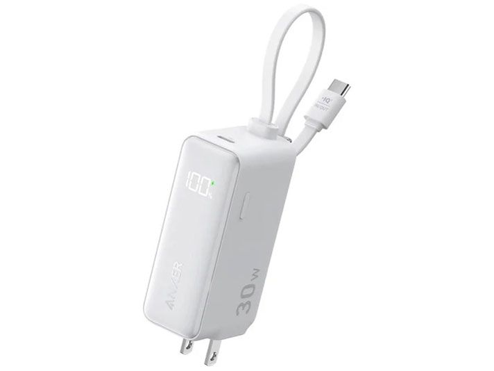 Power Bank (30W Fusion Built-In USB-C �P�[�u��) A1636N23 [�z���C�g] �̐��i�摜