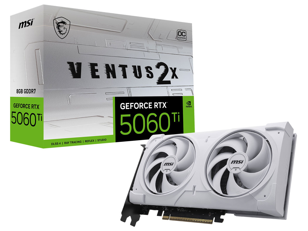 GeForce RTX 5060 Ti 8G VENTUS 2X OC WHITE PLUS [PCIExp 8GB] �̐��i�摜