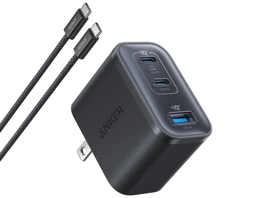Anker Nano Charger (70W 3ports) with USB-C & USB-C �P�[�u�� B121AN11 [�u���b�N] �̐��i�摜