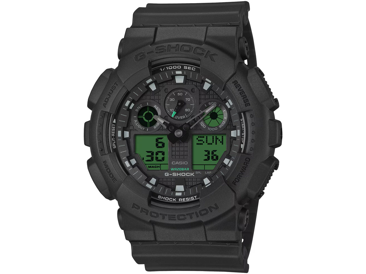 G-SHOCK BLACK AND ELECTRO GREEN GA-100BEG-1AJF