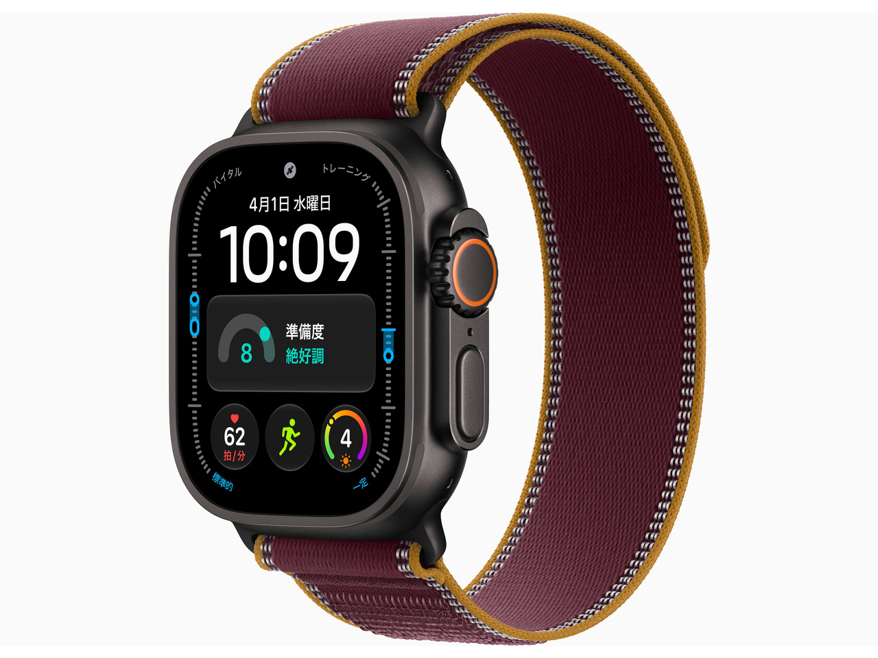Apple Watch Ultra 4 GPS+Cellular���f�� 49mm MJC34X/A [�u���b�N�E�o�[�K���f�B�g���C�����[�v S/M]
