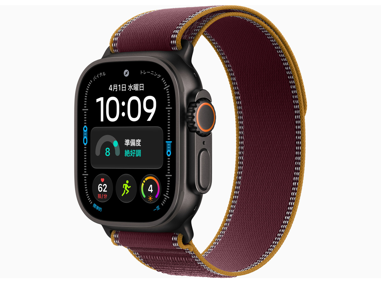Apple Watch Ultra 4 GPS+Cellular���f�� 49mm MJC44X/A [�u���b�N�E�o�[�K���f�B�g���C�����[�v M/L]