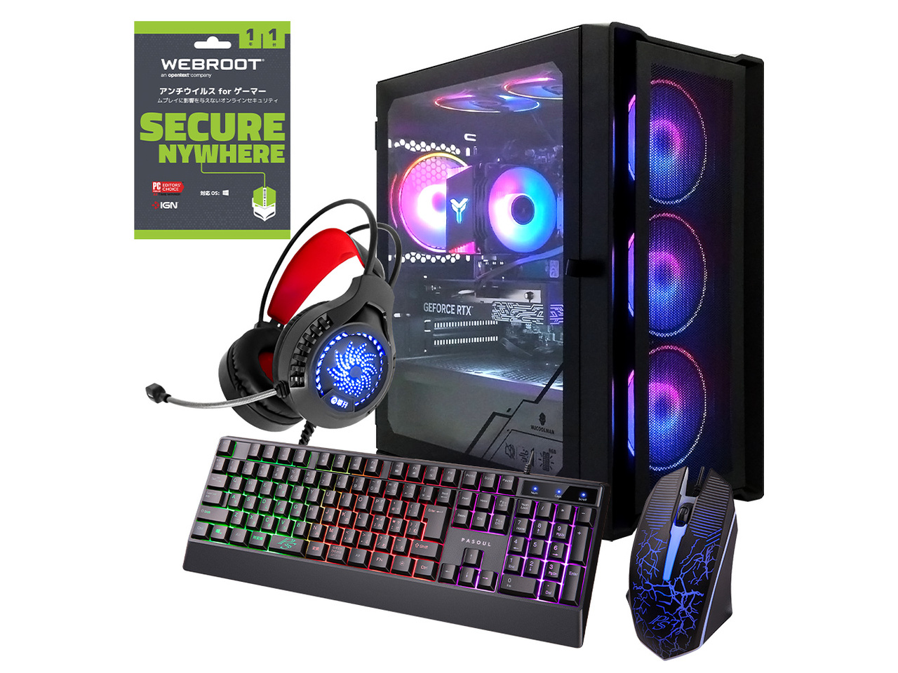 �� BKM Core i5 14400F�ERX 7600 XT�ENVMe M.2 SSD 500GB�E16GB�������EWindows 11�E2026�I�[�^���Z�b�g [�u���b�N]