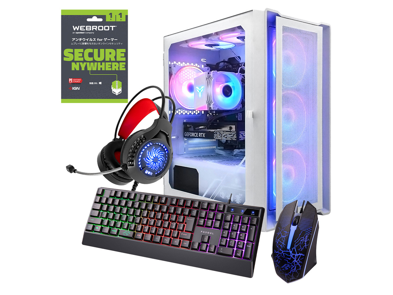 �� WHM Core i5 14400F�ERX 7600 XT�ENVMe M.2 SSD 500GB�E16GB�������EWindows 11�E2026�I�[�^���Z�b�g [�z���C�g]