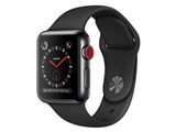 Apple Watch Series 3 GPS+Cellular���f�� 38mm MQLW2J/A [�X�y�[�X�u���b�N�X�e�����X�X�`�[���P�[�X/�u���b�N�X�|�[�c�o���h] ���i�摜