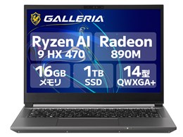 GALLERIA NDR9L-IG-C4 ���i.com���胂�f�� Ryzen AI 9 HX470�E16GB�������E1TB NVMe SSD�E14�C���` QWXGA+�t�� 120Hz K/24830-11a