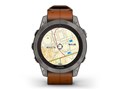 fenix 7 Pro Sapphire Dual Power 010-02777-82 [Ti Carbon Gray/Chestnut Leather Band]