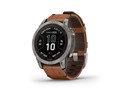 fenix 7 Pro Sapphire Dual Power 010-02777-82 [Ti Carbon Gray/Chestnut Leather Band]