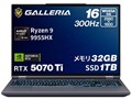 GALLERIA ZL9R-R57T-6 Ryzen 9 9955HX�ERTX 5070Ti�E16�C���` WQXGA�t���E32GB�������E1TB SSD K/17880-11a