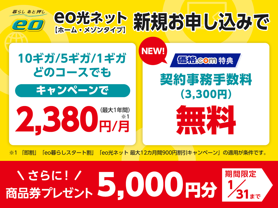 eo光ネット【ホームタイプ】1ギガコース 2年契約｜プロバイダ比較