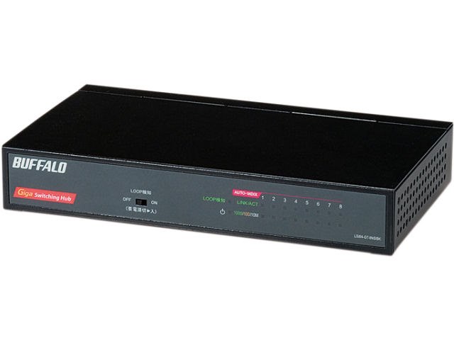 lsbar.jpg4.США  BUFFALO Giga対応 プラスチック筺体 電源内蔵 8ポート ホワイト スイッチングハブ LSW4-GT-8NP/WH