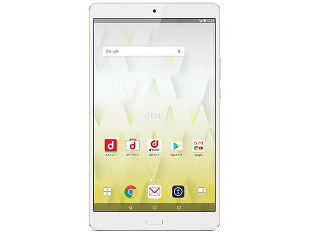 NTTdocomo - Docomo dtab Compact d-01J ゴールド ドコモ、8.4型WQXGA液晶＆指紋センサー搭載の「dtab Compact d