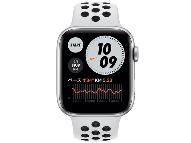 Apple Watch Nike Series 6 Gpsモデル 44mm Mg293j A ピュアプラチナム ブラックnikeスポーツバンド の製品画像 価格 Com