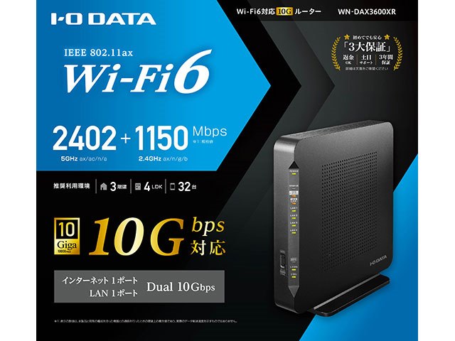 WN-DAX3600XR 仕様 | Wi-Fi（無線LAN）ルーター | アイ・オー