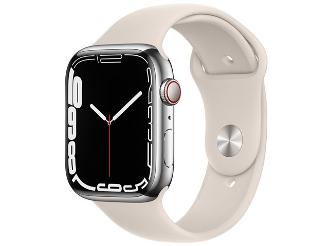 Apple Watch Series 7 GPS+Cellularモデル 45mm MKJV3J/A [シルバーステンレススチールケース/スターライト スポーツバンド]の製品画像 - 価格.com