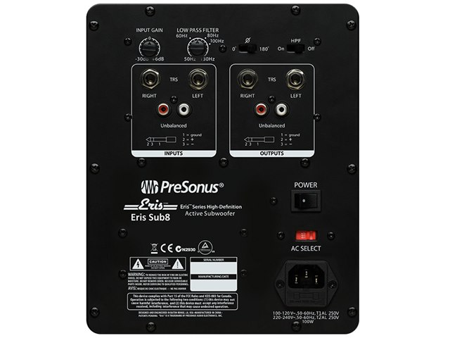 PreSonus Eris Sub8 サブフーファー Eris® Sub8 Studio Subwoofer – PreSonus