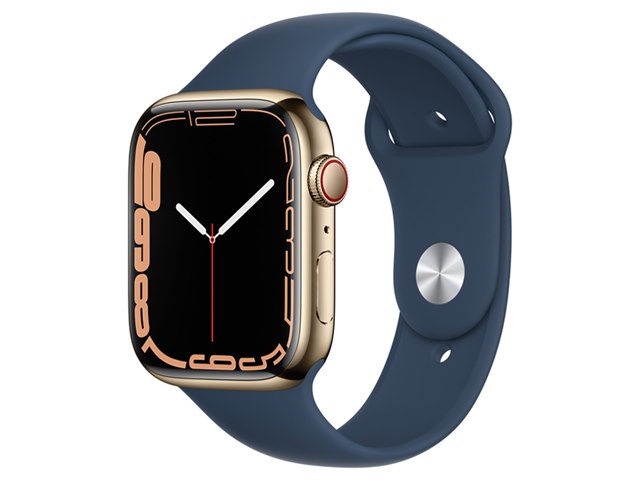 Apple Watch Series 7 GPS+Cellularモデル 45mm MN9M3J/A [ゴールドステンレススチールケース/アビスブルースポーツバンド]の製品画像  - 価格.com