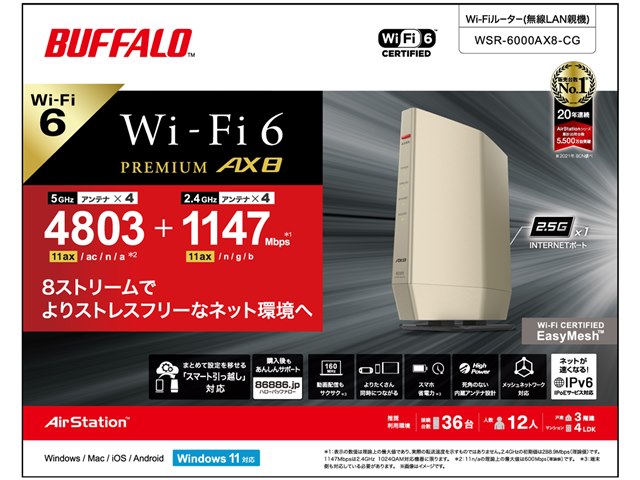 AirStation WSR-6000AX8-CG [シャンパンゴールド]の製品画像 - 価格.com